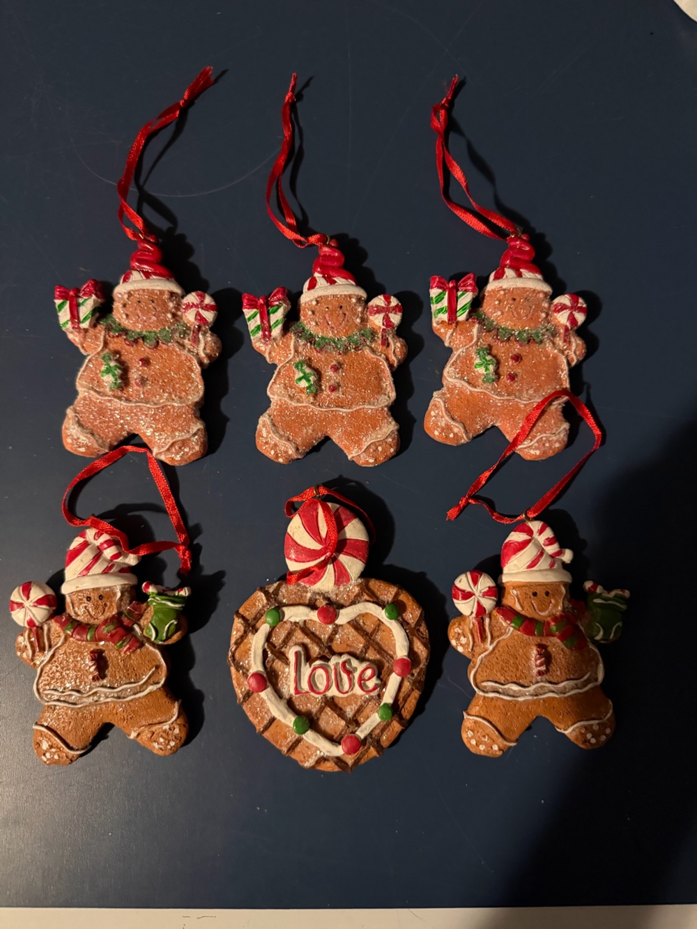 Lot of 6 Resin Gingerbread Ornaments